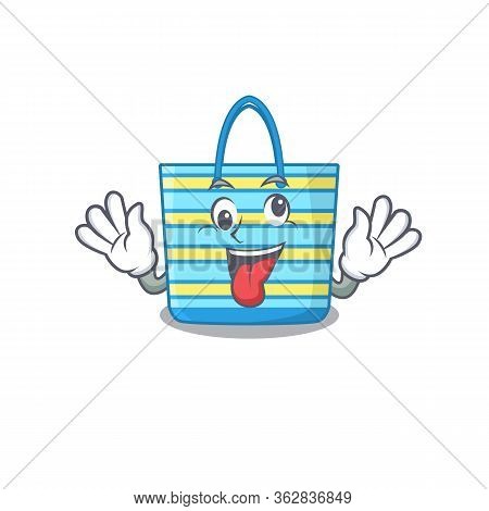 A Cartoon Design Of Beach Bag Having A Crazy Face
