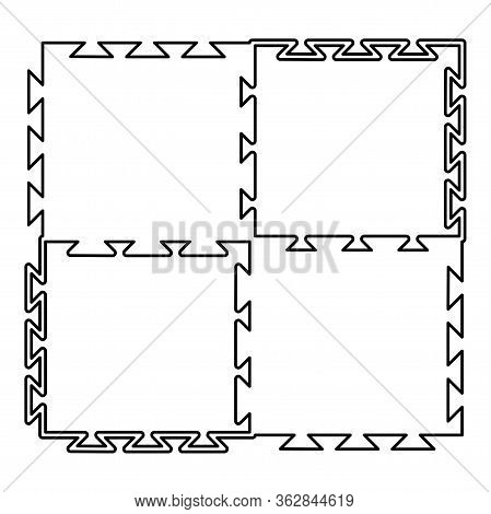 Puzzle Sport Mat With Foam Play Concept Tatami Icon Outline Black Color Vector Illustration Flat Sty