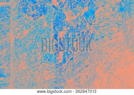 Abstract Coral And Blue Color Texture Background With Copy Space For Design.
