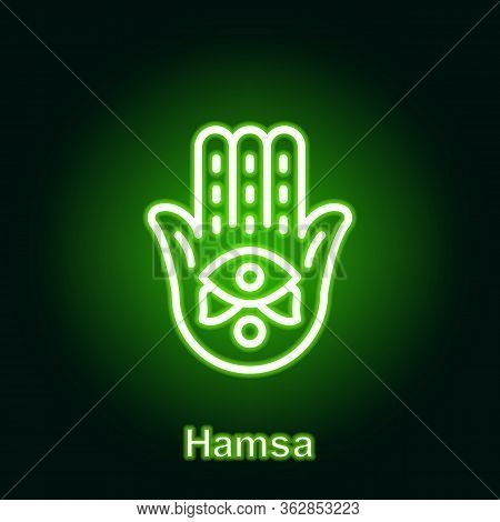 Ramadan Hamsa Hamza Outline Neon Icon. Element Of Ramadan Day Illustration Icon. Signs And Symbols C
