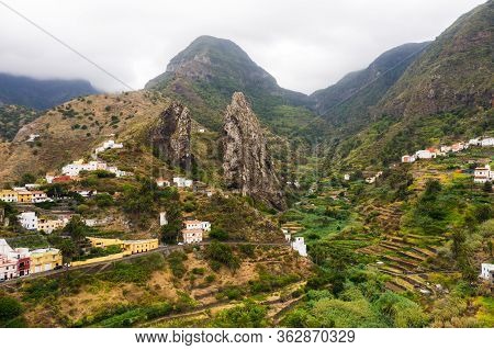 Panoramic View Of The Mountains On The Island Of La Gomera, Canary Islands, Spain.beautiful Landscap