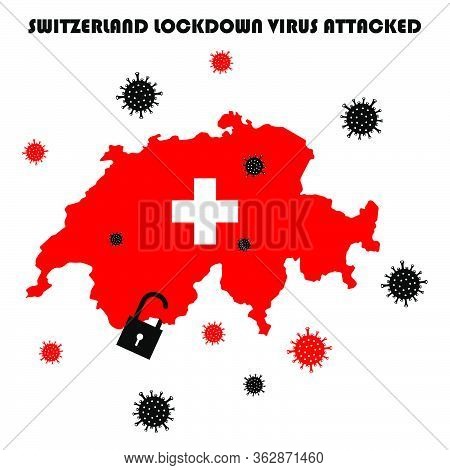 Virus Corona Disaster Attacked Country Switzerland Illustration