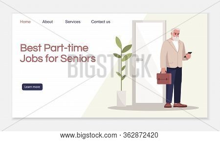 Best Part Time Jobs For Seniors Landing Page Vector Template. Recruitment Agency Website Interface I