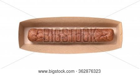 One Frikadel, A Dutch Fast Food Snack On A Paper Tray