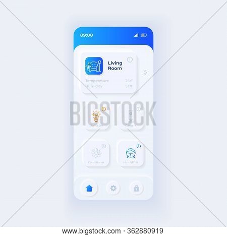 Smart Home Application Smartphone Interface Vector Template. Mobile App Page Light Design Layout. Li