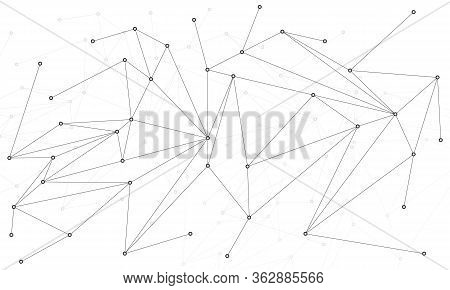 Abstract White Bright Technology Vector Background. Low Poly, Molecule And Communication Background.