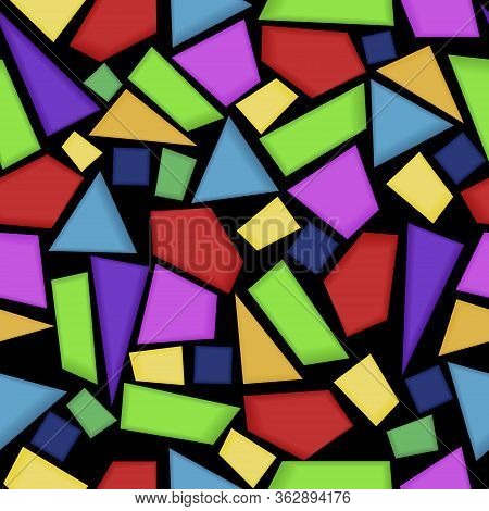 Stained Glass Window Seamless Pattern. Vector Background.