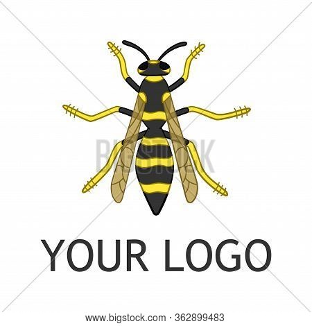 Cartoon Style Wasp Logo Template Isolated Illustration On White Background