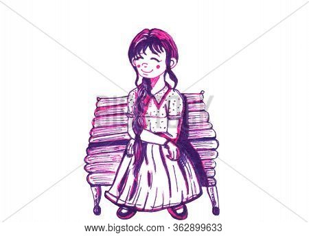 Cartoon Women For Concept Design. White Background, Isolated.