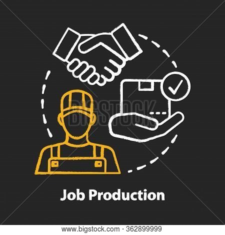 Job Production Chalk Concept Icon. Jobbing And One-off Production Idea. Custom Work Producing. Manuf