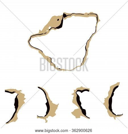 Burnt Hole In Paper Or Pergament, Scorched Paper Vector Set.