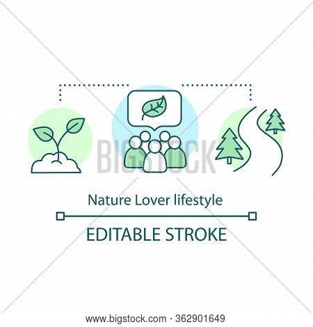 Nature Lover Lifestyle Concept Icon. Environment Protection And Preservation Idea Thin Line Illustra