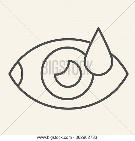 Eye With Water Drop Thin Line Icon. Human Vision Outline Style Pictogram On White Background. Drip I