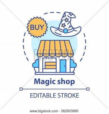 Magic Shop Concept Icon. Witchcraft Accessories Sale Idea Thin Line Illustration. Mystic Souvenirs R