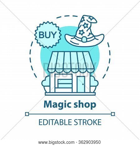 Magic Shop Concept Icon. Witchcraft Accessories Sale Idea Thin Line Illustration. Mystic Souvenirs R