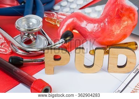 Pud Medical Gastroenterology Abbreviation Or Acronym Of Peptic Ulcer Disease, Common Disease Of Stom
