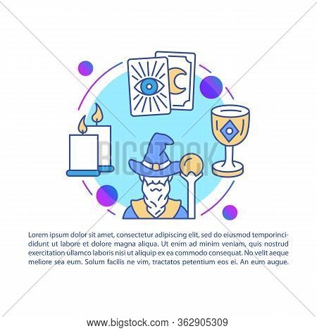 Witchcraft Article Page Vector Template. Brochure, Magazine, Booklet Design Element With Linear Icon