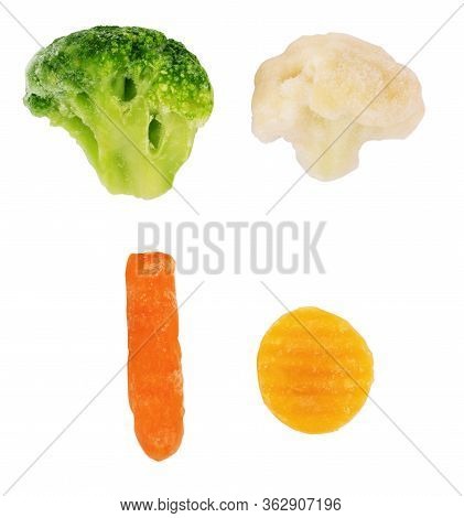 Pile Of Frozen Vegetables Isolated On White