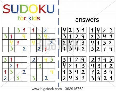 Children Sudoku Stock Vector Illustration. Educational Puzzle With Number. Logical Visual Puzzle. Su