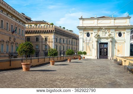 Rome, Italy - August 19, 2017: Colonna Palace, The Entrance To  The Terraced Gardens