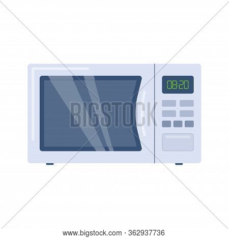 Microwave Oven In Flat Style. Vector Illustration Of Modern Microwave