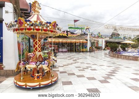 Spain, Canary Islands, Tenerife, Las Americas - May 17, 2018: Street In Playa De Las Americas On Ten