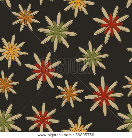 Retro Seamless Flower Background Dark