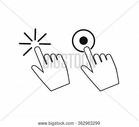 Clicking Finger Icon, Hand Pointer On White Background Vector. Click Icon Stock Vector Illustration 