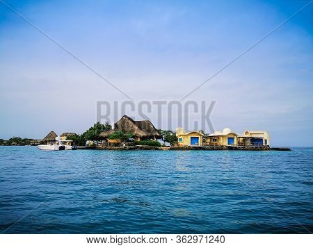 Baru, Cartagena, Colombia - November 09, 2019: View On Paradise Beach On Island Baru By Cartagena In