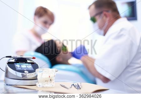 Dental Equipment Tools Dentist Medicine On Desk