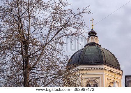 Dome Of Ioanno Predtechensky Monastery In Moscow, Russia.