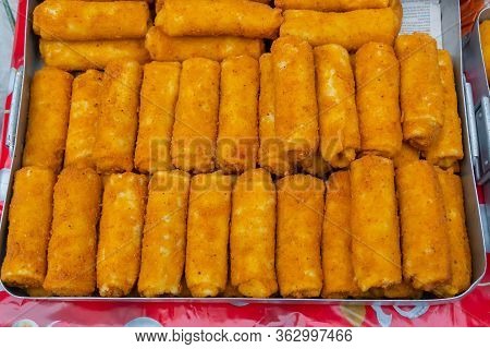 Pork Rolls Are Being Sold At Territy Bazar, Kolkata. Pork Wrapped And Fried With A Slight Crispy Out