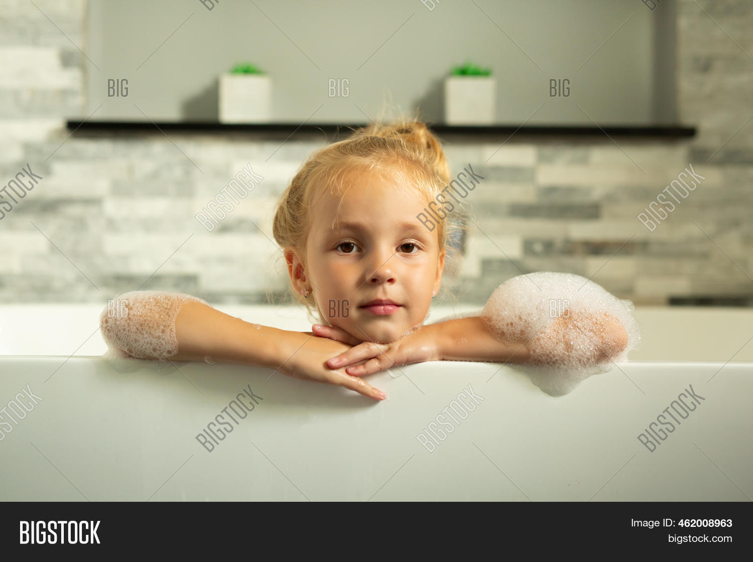 Girl Bathes Bath White Image & Photo (Free Trial) Bigstock
