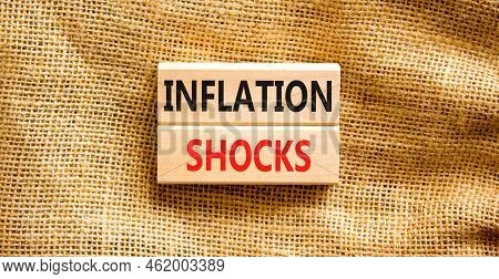 Inflation Shocks Symbol. Concept Words Inflation Shocks On Wooden Blocks. Beautiful Canvas Table Can