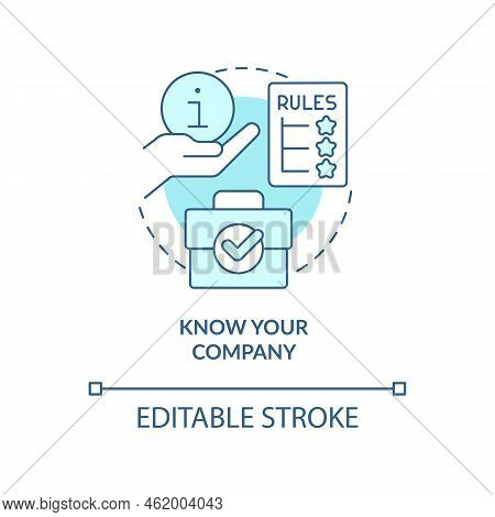 Corporate Rules Turquoise Concept Icon. Know Your Company. Hr System Information Abstract Idea Thin 