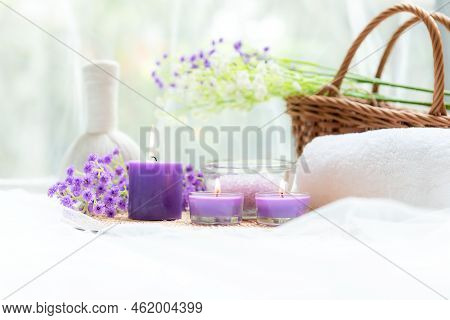 Spa Beauty Massage Health Wellness Background.  Spa Thai Therapy Treatment Aromatherapy For Body Wom