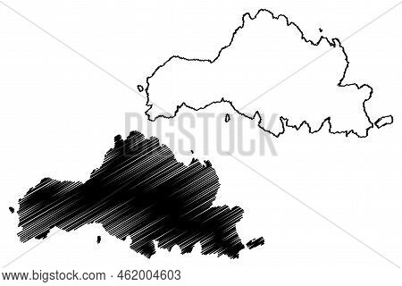 Keros Island (hellenic Republic, Greece, 	Cyclades Archipelago) Map Vector Illustration, Scribble Sk