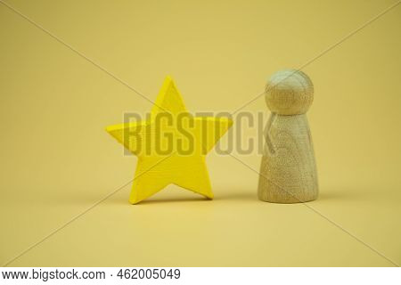 Wooden Figures Peg Doll Standing 1st Positions With Wooden Cube Blocks Star. Ranking And Strategy Co