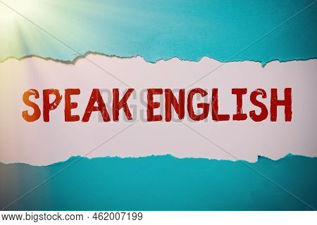 Text Caption Presenting Speak English. Business Overview Study Another Foreign Language Online Verba