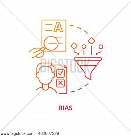 Bias Red Gradient Concept Icon. Facts Collection Influencing On Result. Disadvantage Of Case Study A