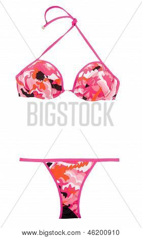 Růžově černá abstraktní vzor Bikini