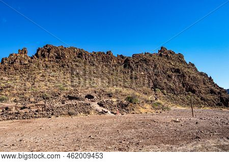 Gran Canarian Mountain Range At La Sorrueda Dam And La Fortaleza De Ansite In Gran Canaria, Canary I
