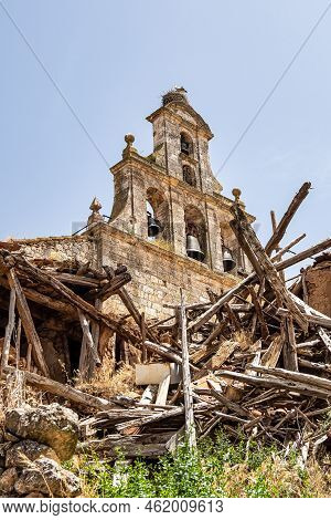 Storks On The Church Of Santa Maria In Maderuelo In The Segovia Province Castile Leon Spain