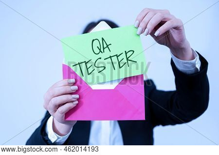 Text Caption Presenting Qa Tester. Business Concept Quality Assurance Of An On Going Project Before 