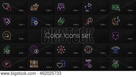 Set Of Hypoallergenic Tested, Tutorials And Puzzle Line Icons. Include Pre-order Food, Wifi, Chat Ic