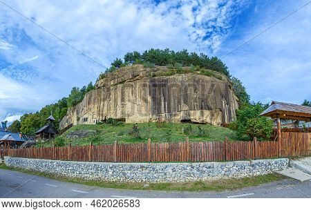 The Stone Crows Monastery (corbii De Piatra) Was Excavated In The Massive Rock Wall 30 M High And 14