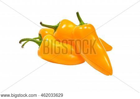 Group Of Yellow Hot Jalape O Peppers Isolated On A White Background