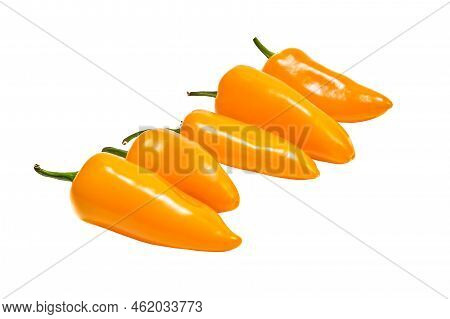Group Of Yellow Hot Jalape O Peppers Isolated On A White Background.