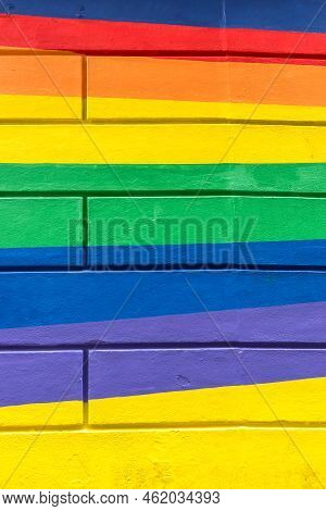 Rainbow Painted Wall, Symbol Of The Lgbtqi Community
