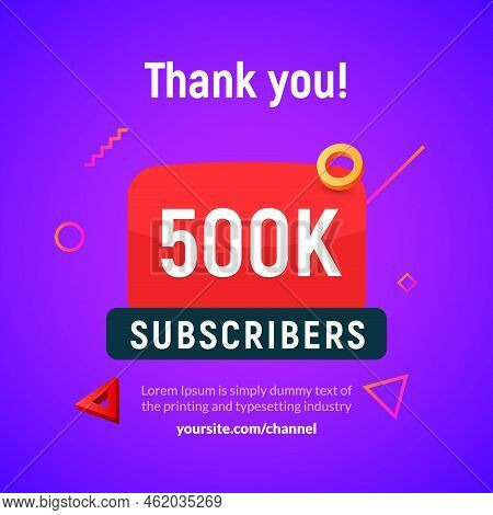 500000 Followers Vector Post 500k Celebration. Hundred Thousands Subscribers Followers Thank You Con